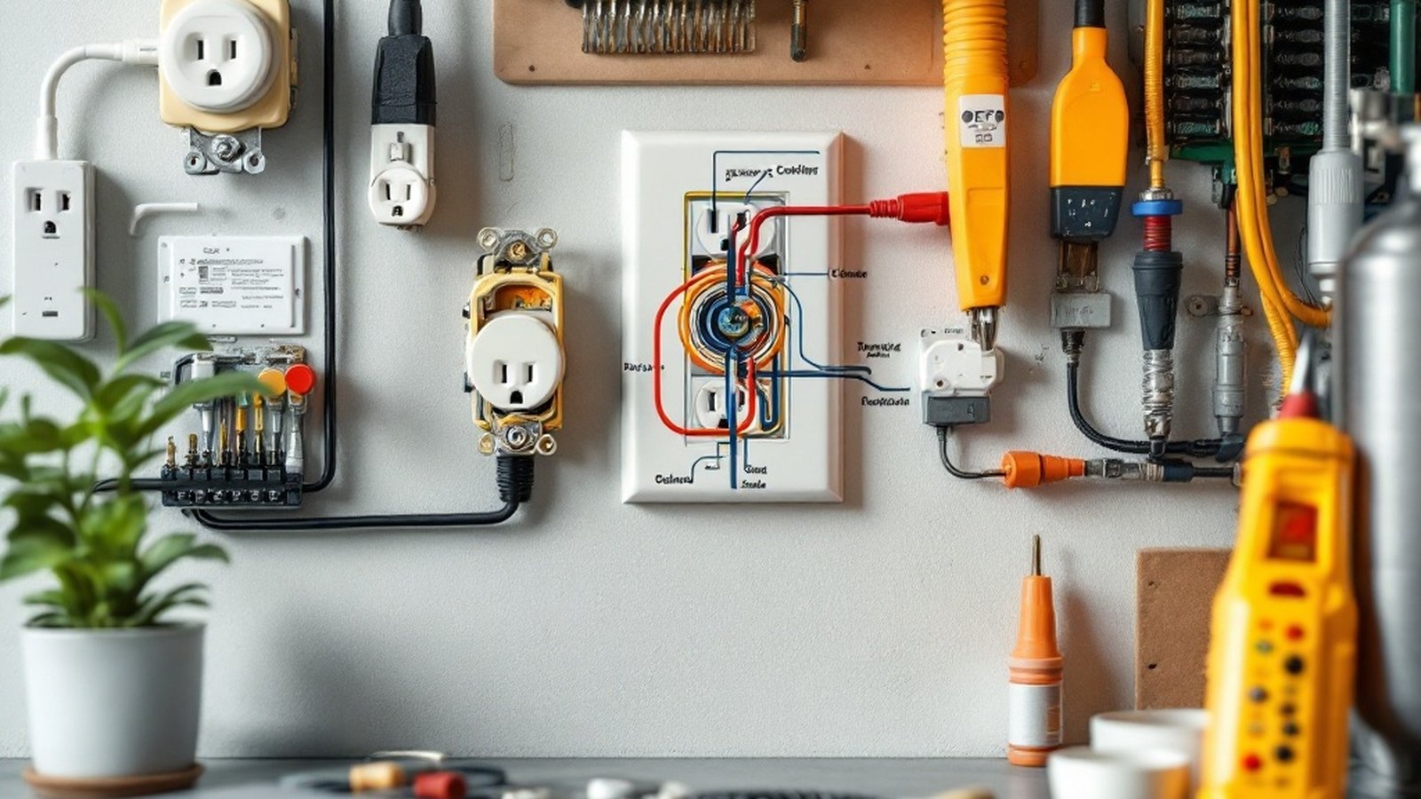 Cutaway diagram of a GFCI: the hot and neutral conductors passing through a ring-shaped differential current transformer, with a fault-current path branching to ground and the trip solenoid labelled