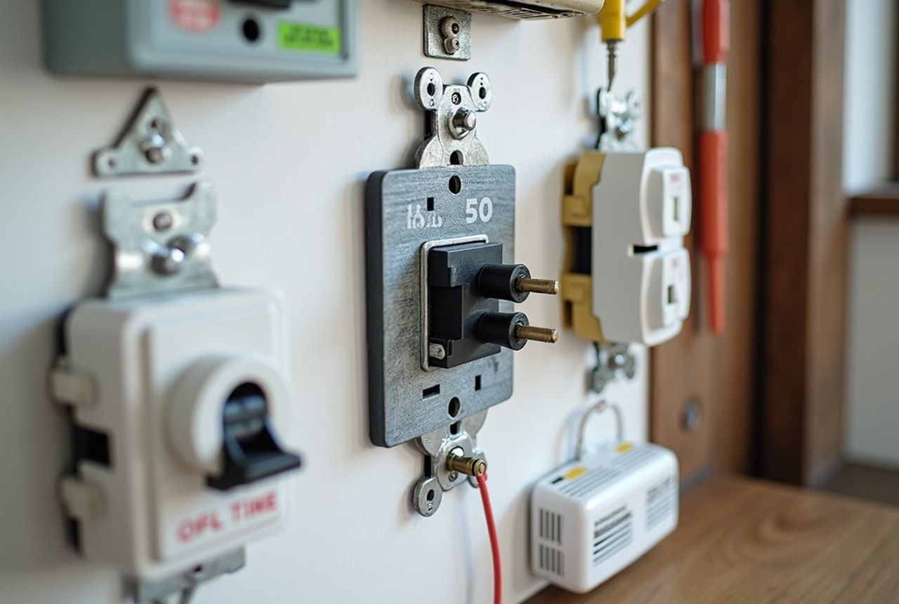 Modern residential breaker panel with cover removed, circuits neatly labelled