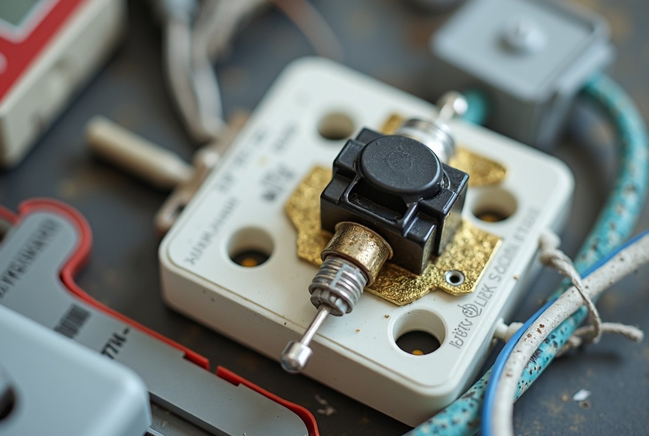 Close-up of a metal-oxide varistor inside a surge protector, illustrating how excess voltage is clamped
