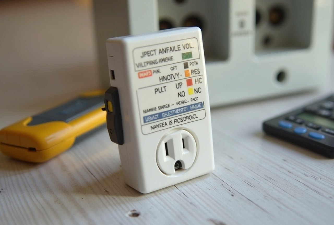 A surge protector's rating label showing joule rating and clamping voltage, next to a plain power strip for comparison